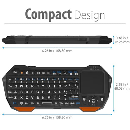 Fosmon Mini Bluetooth Keyboard (QWERTY Keypad), Wireless Portable with Touchpad, Compatible with Apple TV, Amazon Fire Stick, PS4, PS4 Pro, PS5, HTPC/IPTV, VR Glasses, Smartphones