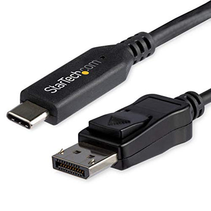 StarTech 3.3ft USB-C to DisplayPort 1.4 Cable, 8K 60Hz, HDR (CDP2DP141MB) | 5K, 4K, HBR3, DSC, 32.4Gbps, DP Alt Mode, USB-C/Thunderbolt 3, Latching DP Connector, 1m, USB-C/Thunderbolt 3 - size: 3.3 feet
