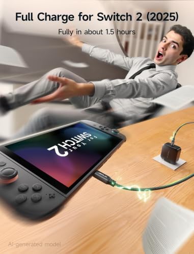 JSAUX 65W GaN USB C Charger for Nintendo Switch 2, Powers in TV Mode, with EU/UK Plug & 6.6FT Cable for ROG Xbox Ally, Steam Deck, ROG Ally, iPhone 17e/17, Galaxy S26, Tablet & Laptop – Black - color: Black