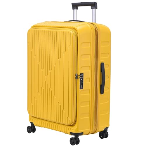 Kaleenie 29 Inch Checked Luggage with Expansion and Side Opening | Expandable Lightweight ABS+PC Hardshell Trunk Suitcase,360° Universal Wheels,YKK Zipper,50 * 31(35)*76cm, 117L~133L,Yellow - color: Yellow, size: 29 Inch