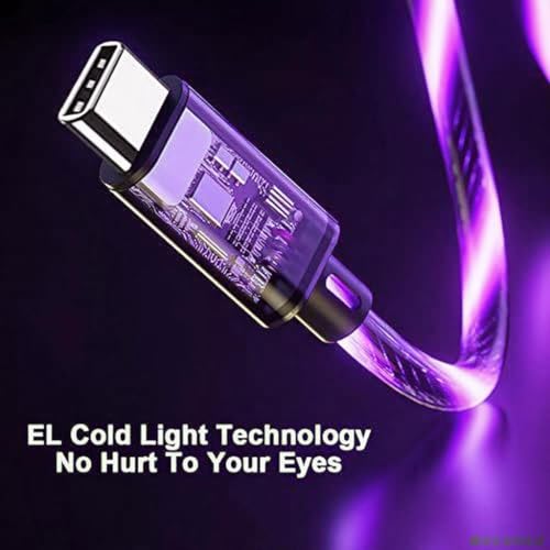 IHAO USB A to C Charger Cable PD Fast Charge and High Speed Sync Visible LED Current Flowing Compatible with All USBC Device-39Inches Purple - color: USB A TO C Purple