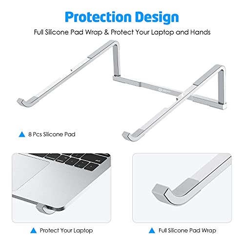 Laptop Stand for Desk - Foldable, Lightweight Aluminum Laptop Riser Holder, Portable Stand for 10-15.6” Laptops, Prevents Overheating with Non-Slip Rubbers, Travel-Friendly, Ergonomic Design