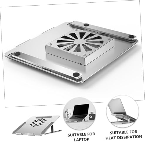 BESPORTBLE Aluminum Alloy Laptop Cooler Stand with RGB LED Fan Adjustable Height USB Cooling Pad for Gaming Laptops and Notebooks Silver