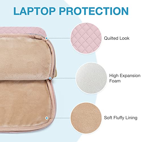 BAGSMART Laptop Sleeve 15-15.6 inch Case Protective Water-Resistant | Lightweight Laptop Bag for Women with Pocket and Handle, Compatible with MacBook, HP, Dell, Acer and Asus notebooks - color: Pink-Shoulder Strap, size: 15.6 Inch