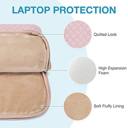 BAGSMART Laptop Sleeve 15-15.6 inch Case Protective Water-Resistant | Lightweight Laptop Bag for Women with Pocket and Handle, Compatible with MacBook, HP, Dell, Acer and Asus notebooks - color: Pink-Shoulder Strap, size: 15.6 Inch