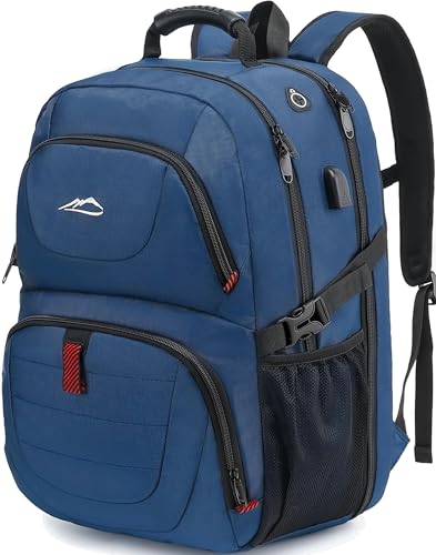 ProEtrade Travel Backpack, Extra Large Laptop Backpack Business Anti Theft TSA Approved College Work Computer Bag Fits 18.4 Inch Laptop with USB Charging Port for Women Men(Blue,L) - color: Blue, size: 18.4 Inch