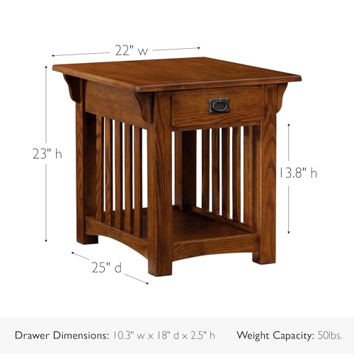 Leick Home Mission End Table, 22", Medium Oak - color: Medium Oak