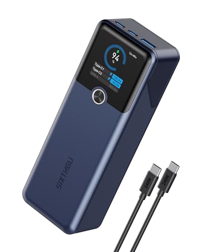 SIXTHGU Laptop Power Bank, 3-Port 20,000mAh Portable Charger with 200W Max Output, PD 3.1 Fast Charging, Flight-Approved for Travel, PowerTower, for MacBook, iPhone 17/16 Series, and More (Blue) - color: Blue