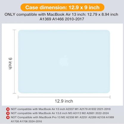 MOSISO Case Compatible with MacBook Air 13 inch A1369 A1466, Cloud Blue | Plastic Hard Shell & Keyboard Cover & Screen Protector Compatible with MacBook Air 13 (Older Version 2010 - end 2017) - color: Cloud Blue