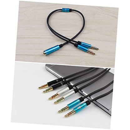 Homoyoyo 1 to 2 Headset Audio Converter Splitter Cable for Laptop Book Mobile Phone Stereo Adapter Microphone Port Random Color