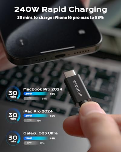 2 Packs Intel Certified Thunderbolt 5 Cable 80Gbps, up to 120Gbps Bandwidth, Dual 8K Display, 240W Power, Compatible with Thunderbolt 5/4, USB4, MacBook, SSD, eGPU, Premium Braided Cable, 2.6FT - size: 2.6Ft