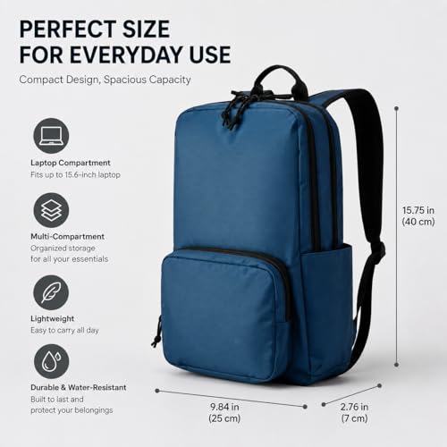 Laptop Backpack for Women & Men, 15.6" Laptop and Tablet Bag with Tumbler Holder – Lightweight, Durable Travel & Work Backpacks, Blue - color: Backpack 02 Blue