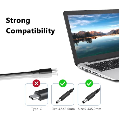 LHYSFIY 65W AC Laptop Charger Compatible with Dell Inspiron 15-3000 15-5000 15-7000 17-3000 17-5000 17-7000 13-5000 13-7000 11-3000 2 in 1 Series 3558 3181 5558 5559 5567 5100 5535 Adapter Power Cord - color: black