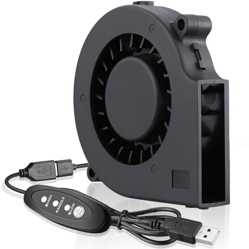 GDSTIME 75mm USB Blower Fan with 3 Speeds Control, 7515 5V DC Brushless Turbine Turbo Cooling Fan for Helmet Laptop 3D Printer Ventilaiton - size: 75mm x 15mm