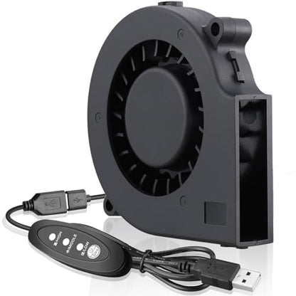 GDSTIME 75mm USB Blower Fan with 3 Speeds Control, 7515 5V DC Brushless | 75mm x 15mm, Turbine Turbo Fan, Adjustable, for Cosplay/Welding Helmet, Laptop, 3D Printer, Dehumidifier Cooling Ventilaiton - size: 75mm x 15mm