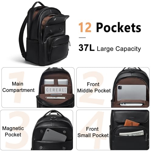 Leresas Backpack Purse for Women Mens Work Travel Teacher Back Pack Laptop Business Vegan Leather Backpack Fashion College Computer Bag Black - color: Black