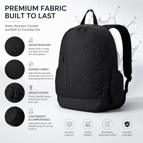 Travel Laptop Backpack for Women & Men, 15.6" Laptop and Tablet Bag with Tumbler Holder – Lightweight, Durable Travel & Work Backpacks, Black - color: Backpack 03 Black
