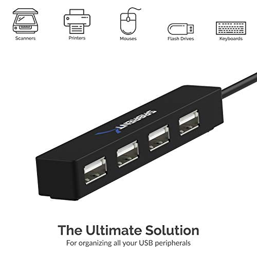 SABRENT 4 Port Portable USB 2.0 Hub (9.5" Cable) for Ultra Book, MacBook Air, Windows 8 Tablet PC (HB-MCRM) - size: 4-PORT