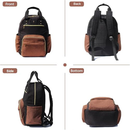 ESVAN Diaper Bag Backpack, Large Capacity Multifunction Baby Essentials Fashion Travel Pack Linen Canvas office Laptop Bag (Linen Brown) - color: Linen Brown