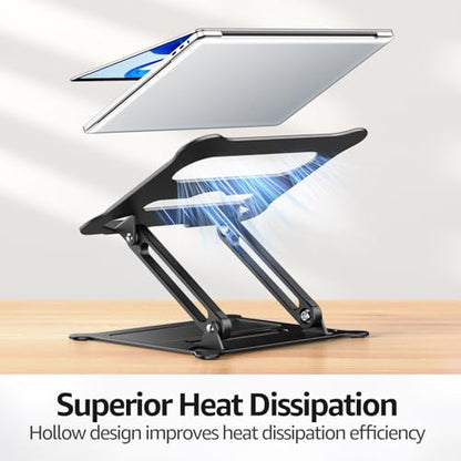 Adjustable Laptop Stand for Desk, 10-15.6“ Laptop Riser, Black | Sturdy Aluminum Foldable stand, Heat-Dissipation Design, Ergonomic Holder Fits MacBook/Dell/HP/Lenovo for Home/Office. - color: A-Black
