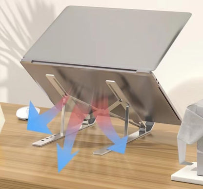 Laptop Stand Riser with Foldable Design, Portable Aluminum Alloy Desktop Holder for Enhanced Cooling and Ergonomic Viewing, Works with Tablets（1pc）
