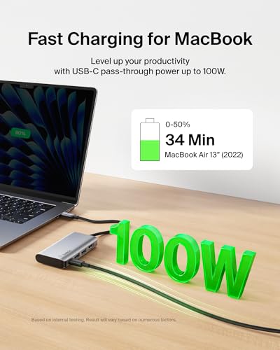 Belkin USB C Hub, 4-in-1 Multi-Port Laptop Dock with 4K HDMI, USB C Docking Station with 100 Watt Pass-Through Power Delivery, 2 X USB A Ports For MacBook Pro, Air, iPad Pro, Chromebook and More - style: 4-in-1 USB-C Hub