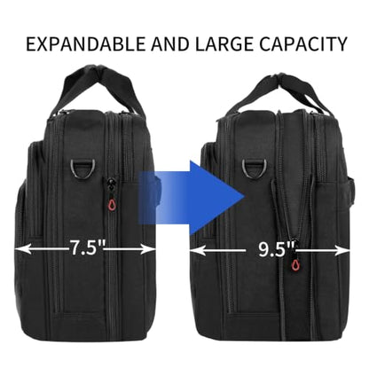 KROSER Laptop Bag 17.3 Inch Premium Laptop Briefcase, Expandable Water Repellent Laptop Shoulder Messenger Bag Durable Computer Case for Business/Travel/Men/Women (Black/Red) - color: Black/Red, size: 17.3 INCH