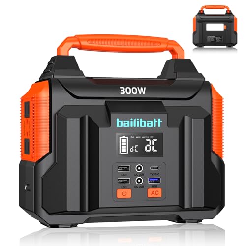 Bailibatt Portable Power Station 300W, 257Wh, 4.6lbs Solar Generator | Pure Sine Wave AC Outlet for Laptop. Backup Battery for Camping, Travel, Emergency, Home, RV, Outdoor, Hunting