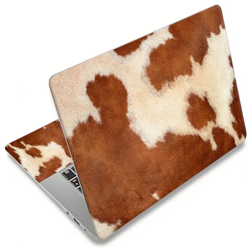 12.1”-15.6” Laptop Skin Sticker (Fits 13”, 13.3”, 14”, 15”, 15.4”) | Reusable Universal Protective Vinyl Art Decal Cover | Waterproof & Scratch-Resistant |Cow Hide Animal Print Brown - color: Cow Hide Animal Print Brown