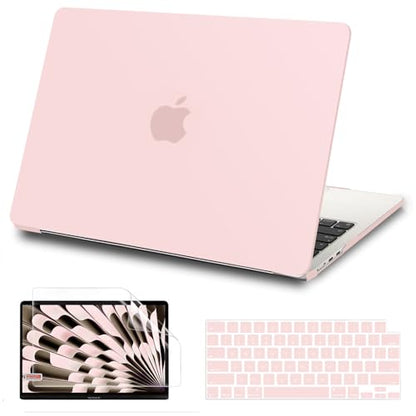 AKIT Compatible with MacBook Air 15 inch Case 2026 2025-2023 M5 M4 M3 M2 A3448 A3241 A3114 A2941, Slim Matte Hard Shell Laptop Case+Screen Protector+Keyboard Cover for MacBook Air 15 inch, Chalk Pink - color: Chalk Pink