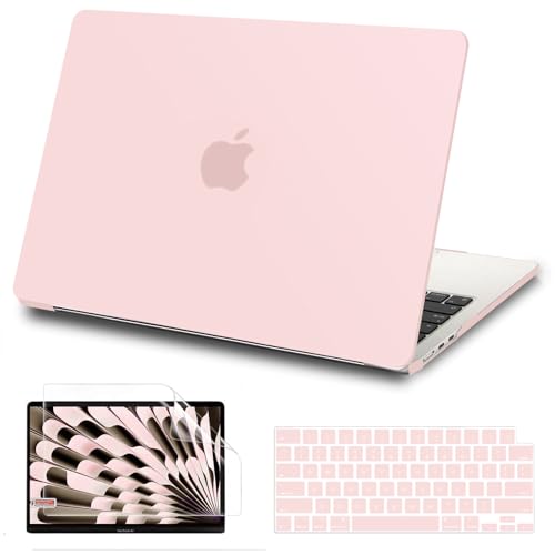 AKIT Compatible with MacBook Air 15 inch Case 2026 2025-2023 M5 M4 M3 M2 A3448 A3241 A3114 A2941, Slim Matte Hard Shell Laptop Case+Screen Protector+Keyboard Cover for MacBook Air 15 inch, Chalk Pink - color: Chalk Pink
