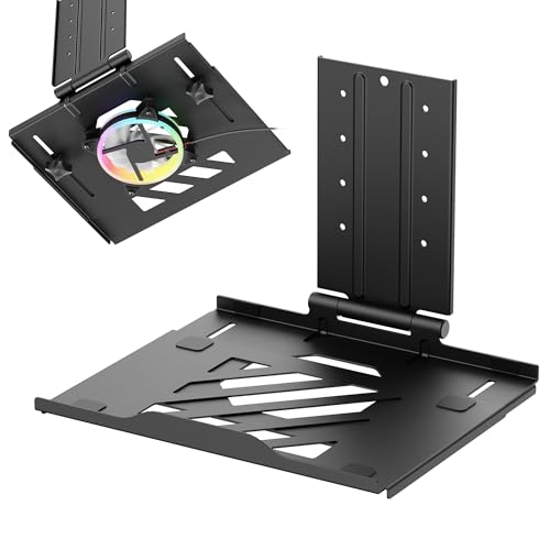 AVLT Adjustable Laptop Tray with Support for Fans Black (Fan Not Included) | Compatible with VESA 75x75 Monitor Arm - Suitable for Laptops Up to 17Inch - Weighs 4.41lbs for 120mm Fan - color: Black
