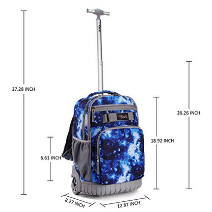 Tilami Rolling Backpack 18 inch Wheeled Laptop Backpack School College Student Travel Trip Boys and Girls, Galaxy Blue - color: Galaxy Blue
