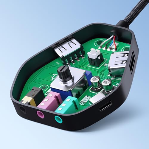 External Sound Card USB Adapter Sound Card with 3x3.5mm 2xUSB 1xType C Port for Laptop Desktop Headphone