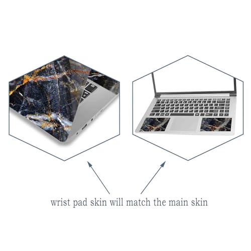 Laptop Decal Sticker Skin Cover, 11.6”12" 13" 13.3" 14" 15" 15.4" 15.6 inch Laptop Netbook Vinyl Skin Sticker Cover Art Notebook PC Waterproof Protector (2 Wrist Pad Included), Black Marble - color: Black Marble