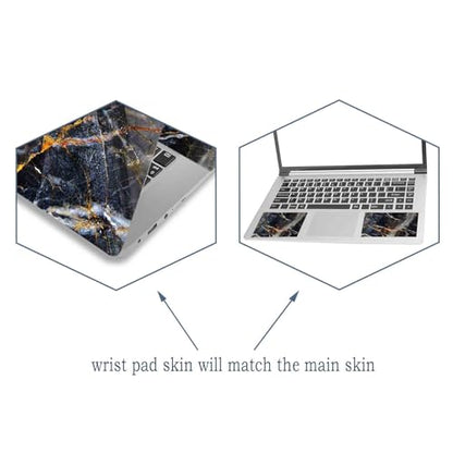 Laptop Decal Sticker Skin Cover, 11.6”12" 13" 13.3" 14" 15" 15.4" 15.6 inch Laptop Netbook Vinyl Skin Sticker Cover Art Notebook PC Waterproof Protector (2 Wrist Pad Included), Black Marble - color: Black Marble