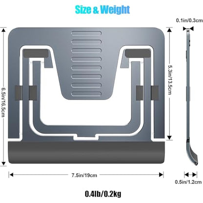 Portable Monitor Stand for Desk, Drawing Tablet Stand Ergonomic 8-Level Adjustable Height Travel Foldable Aluminum Alloy Desktop Tablet Holder for Home,Office or Travel