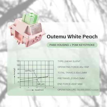 Outemu V3 White Peach Slient Pro Switches,5 Pin 40gf Mute Pre-lubed Dustproof Linear Switch,Suitable for MX Mechanical Gaming Keyboards(10Pcs) - color: White Peach(Linear Silent), size: 10Pcs