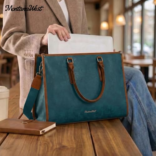 Montana West Laptop Tote Bag for Women 15.6 Inch Computer Bags Business Office Work Briefcase With Adjustable Shoulder Strap - color: Dark Blue