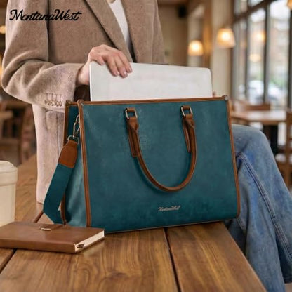 Montana West Laptop Tote Bag for Women 15.6 Inch Computer Bags Business Office Work Briefcase With Adjustable Shoulder Strap - color: Dark Blue