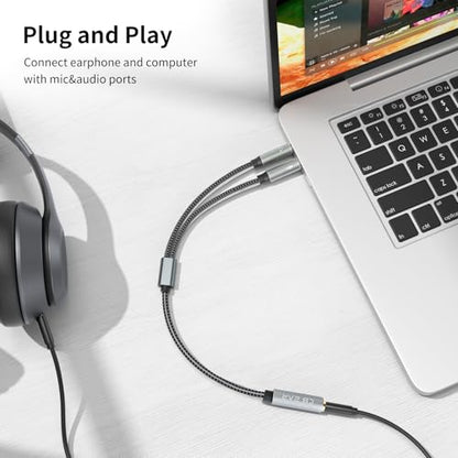 H HIFIHEAR KBEAR KA01 Headphone Splitter for Computer | 3.5mm Female to 2 Dual 3.5mm Male,Braided Audio Adapter Cable,Microphone Stereo Jack Earphones Port,for Gaming Headset - size: 3.5MM-1Pack
