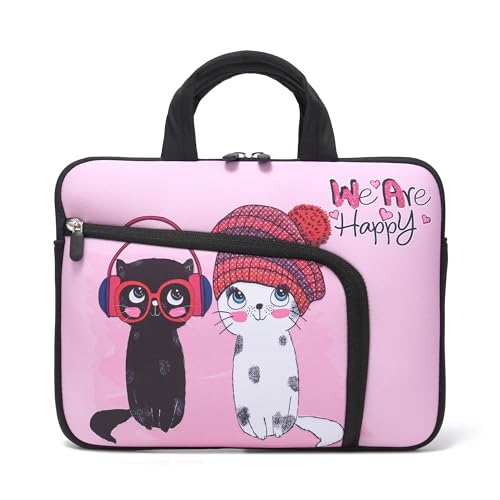 15 15.4 15.6 inch Laptop Handle Bag Computer Protect Notebook Sleeve Neoprene Cover Soft Carrying Case with Extra Pockets - color: Cute Cats