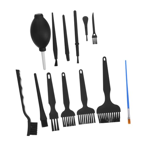 Anti-Static Cleaning Brush Set 13pcs with 12 Precision Electronics Brushes and Manual Air Blower, Multi-Purpose Laptop and Computer Dust Removal Tool for Industrial and Desktop Use