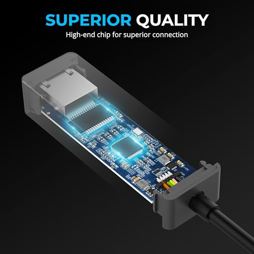 SABRENT USB-C to 5Gb Ethernet Adapter, 5GbE/2.5GbE Multi-Gig (NT-C5GA) | 5 Gigabit wired LAN, USB-C to RJ45, USB 3.2 Gen 2 for full 5Gbps, Windows/macOS/Linux, Not WiFi or cellular, Aluminum - color: Space Grey