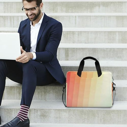 Travel Laptop Sleeve Bag Portable Crossbody Messenger with Handle and Shoulder Strap 15.6 inch Case Hard Cover with Zipper Retro Vintage Stripes Retro