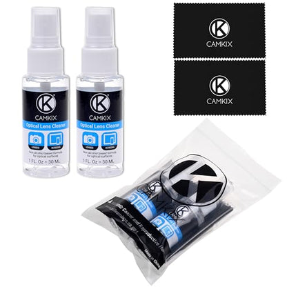 Camkix Lens and Screen Cleaning Kit - 2X Cleaning Spray 2X Microfiber Cloth - Perfect to Clean The Lens of Your DSLR and Compatible with Your Camera, Smartphone, Tablet, Notebook, etc. - color: 2 Bottles