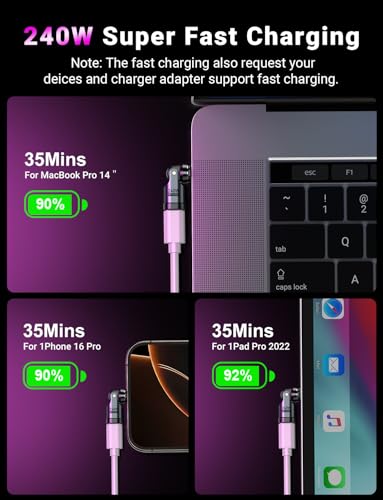 USB C Magnetic Adapter PD 240W(2Pack), 9PIN USB C 90 Degree Adapter/C Right Angle Adapters/360 &180 Degree C to C Adapters for 1Phone 17/16/15, Ma-Book Pro/1Pad Series, Samsung Galaxy, Tablet, Laptop - color: Black, size: 2 Pack