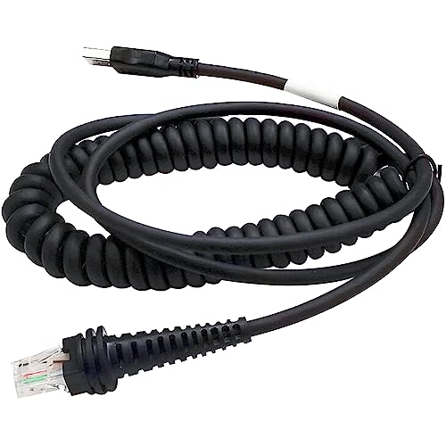 Barcode Scanner 𝐂𝐨𝐢𝐥𝐞𝐝 𝐔𝐒𝐁 𝐂𝐚𝐛𝐥𝐞 USB to RJ45 Cable CBL-500-300-S00 1900GHD 1900GSR 1902GSR 1300G 1450G Barcode Scanner USB Cables for Honeywell (3M / 10FT Coiled USB Port) - size: 10 ft Curly