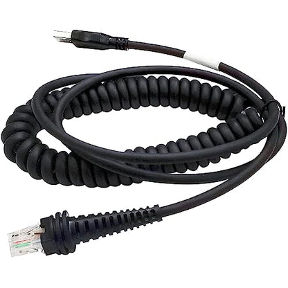 Barcode Scanner 𝐂𝐨𝐢𝐥𝐞𝐝 𝐔𝐒𝐁 𝐂𝐚𝐛𝐥𝐞 USB to RJ45 Cable CBL-500-300-S00 1900GHD 1900GSR 1902GSR 1300G 1450G Barcode Scanner USB Cables for Honeywell (3M / 10FT Coiled USB Port) - size: 10 ft Curly