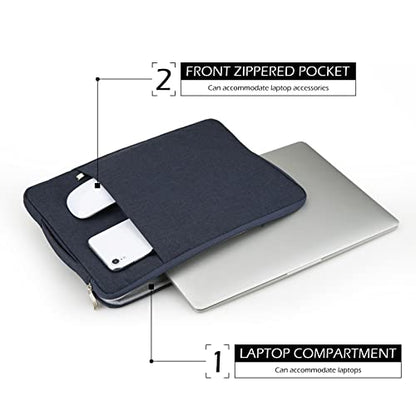 15.6 Inch Laptop Sleeve Case Water-Resistant Protection Cover with Front Pocket Retractable Handle Computer Bag for 15.6 Inch Notebook Chromebook, Navy Blue - color: Navy Blue, size: 15.6"